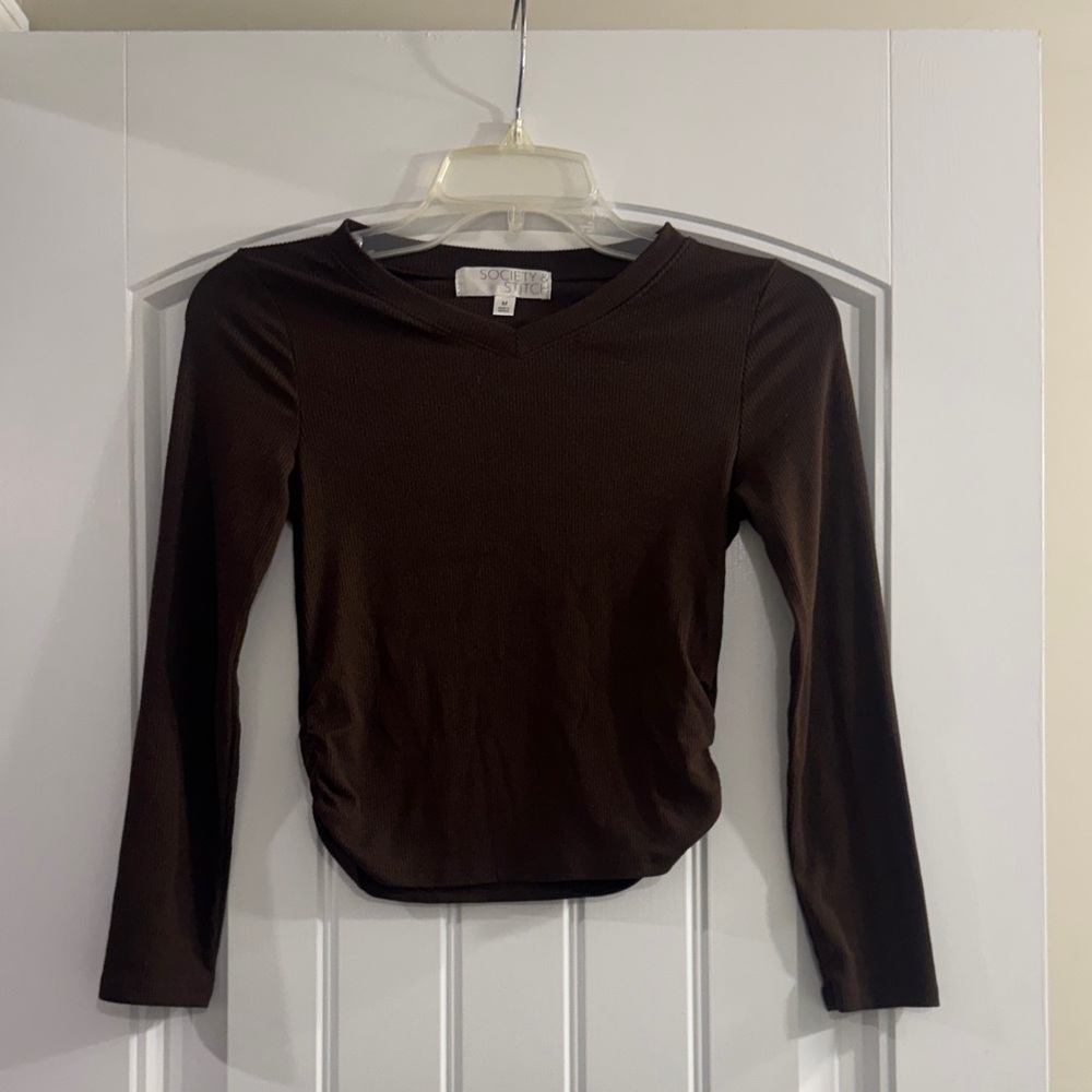 Society & Stitch Elegant Brown Long Sleeve Top    Girls Size - M